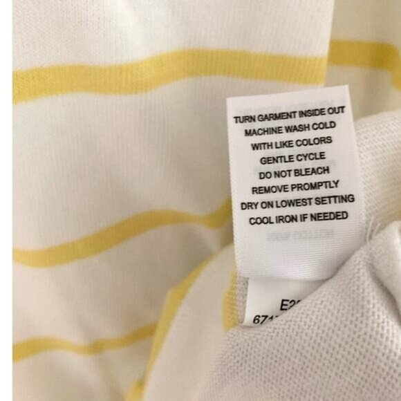 NWT AYR The Capital T White Yellow Stripe Knit Short Sleeve Tee - Picture 5 of 7